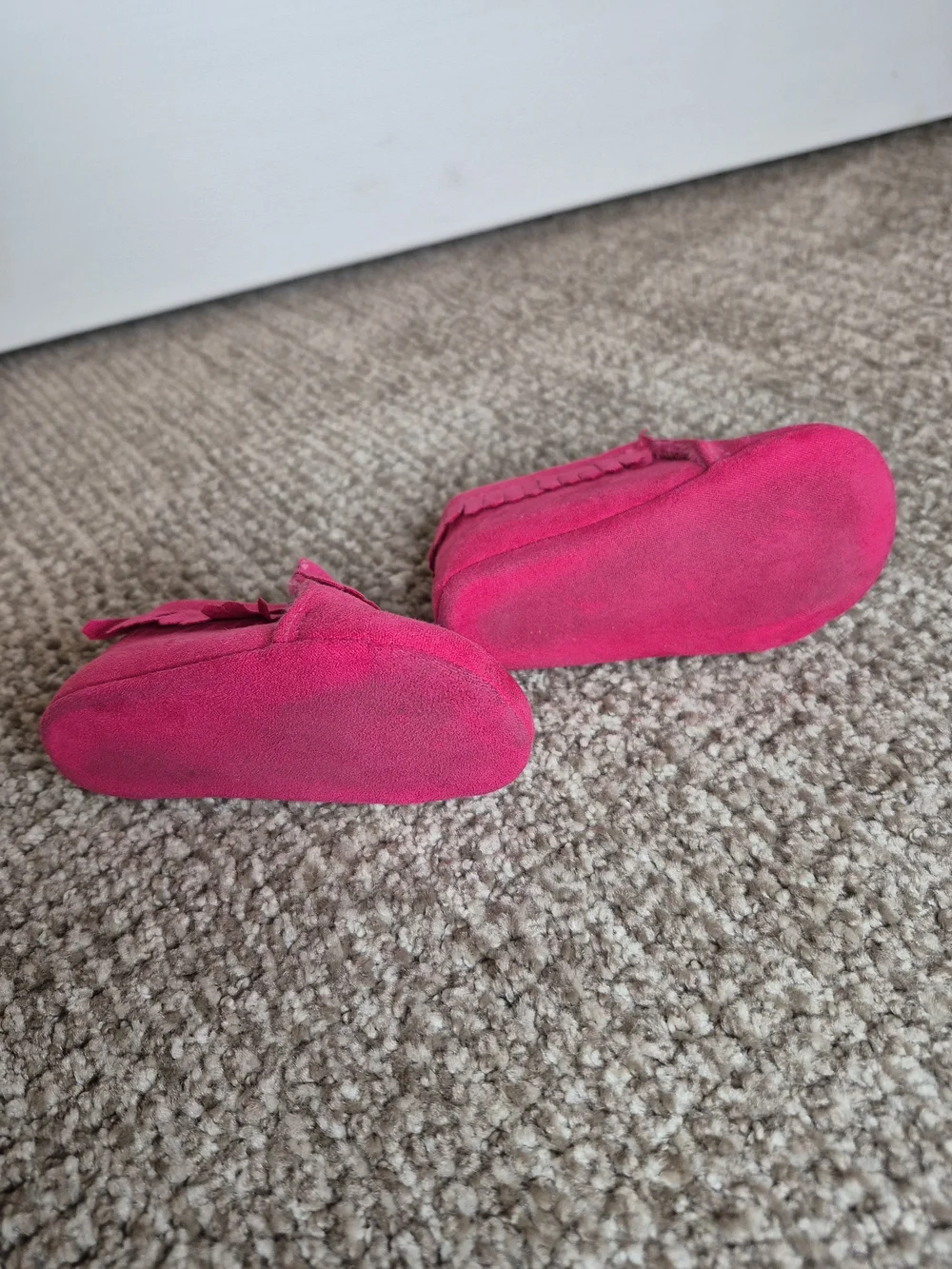 Carter's Hot Pink Suede Fringe Baby Moccasins